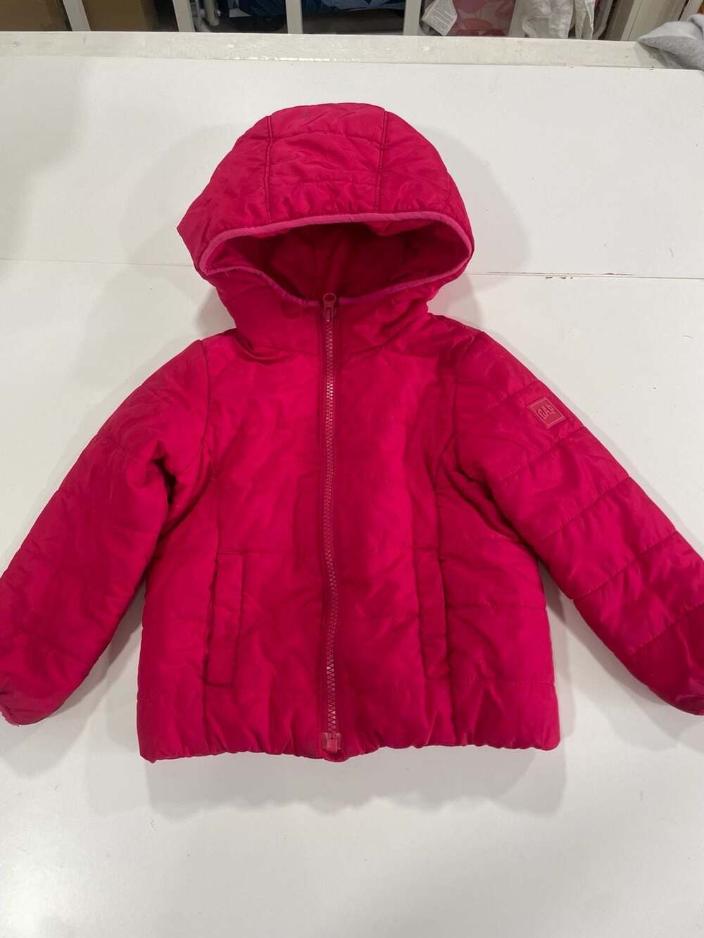 babyGap Puffer Jacket Size 3T Years Pink Hooded Quilted Winter Coat
